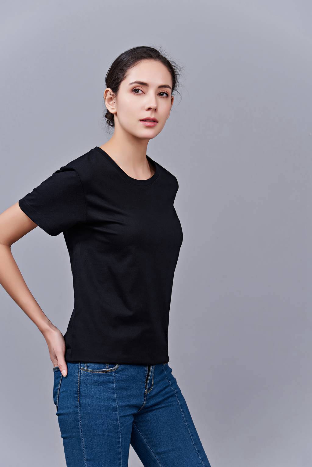 洋氣百搭親子裝 半袖顯瘦 速干圓領(lǐng)文化衫 春夏新品 黑色