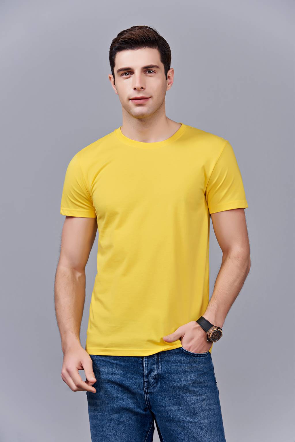 洋氣百搭親子裝 半袖顯瘦 速干圓領(lǐng)文化衫 春夏新品 黃色